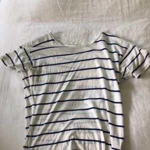 Cream and Blue Striped T-Shirt